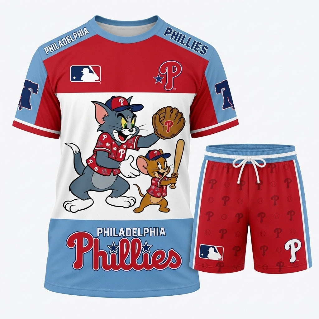 All USA Baseball Teams Inspired Fan Set, Graphic T-Shirt And Shorts Combo Outfit
