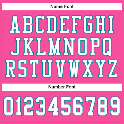 Custom Pink White-Teal Mesh Authentic Football Jersey