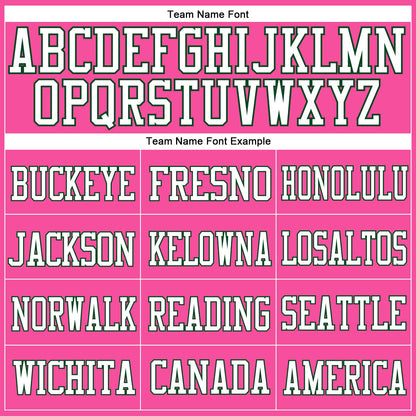 Custom Pink White-Green Mesh Authentic Football Jersey