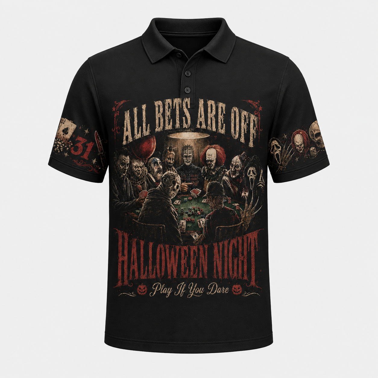Halloween Night Horror Shirt — Scary Poker Graphic Sweatshirt Hoodie