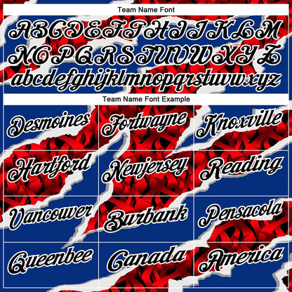 Custom Royal Black-Red 3D Bowling Torn Paper Style Performance Polo Shirt