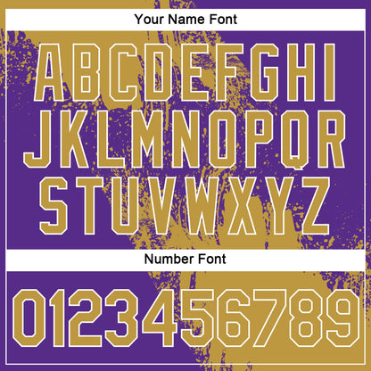 Custom Old Gold Purple-White 3D Pattern Design Abstract Brush Stroke Performance Polo Shirt