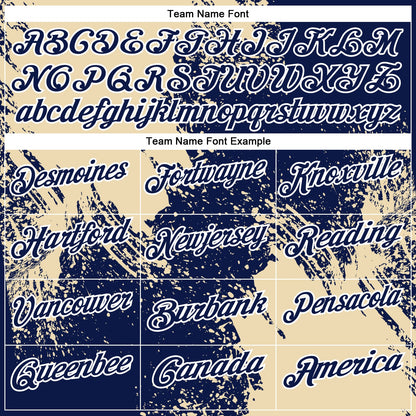 Custom Cream Navy-White 3D Pattern Design Abstract Brush Stroke Performance Polo Shirt