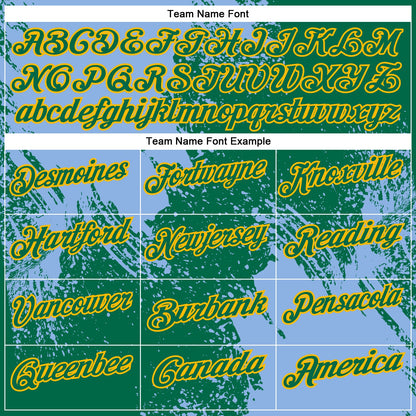 Custom Light Blue Kelly Green-Gold 3D Pattern Design Abstract Brush Stroke Performance Polo Shirt