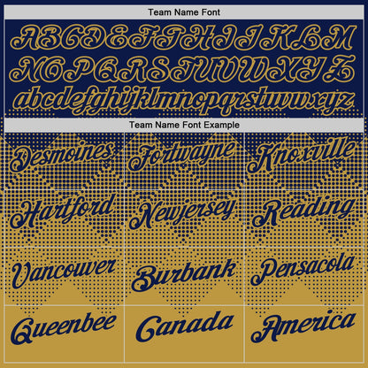 Custom Navy Old Gold 3D Gradient Square Shape Performance Polo Shirt