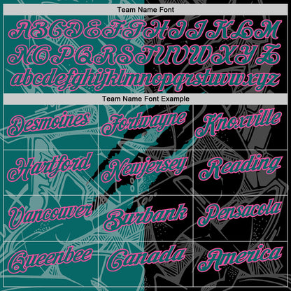 Custom Graffiti Pattern Teal Black-Pink 3D Scratch Performance Polo Shirt