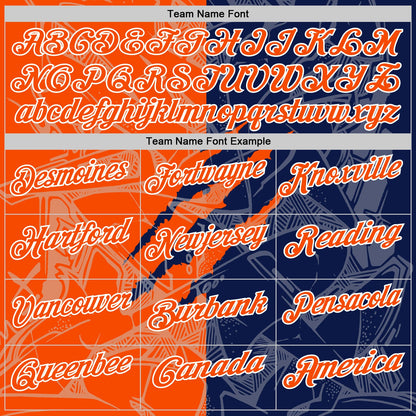 Custom Graffiti Pattern Orange Navy-White 3D Scratch Performance Polo Shirt