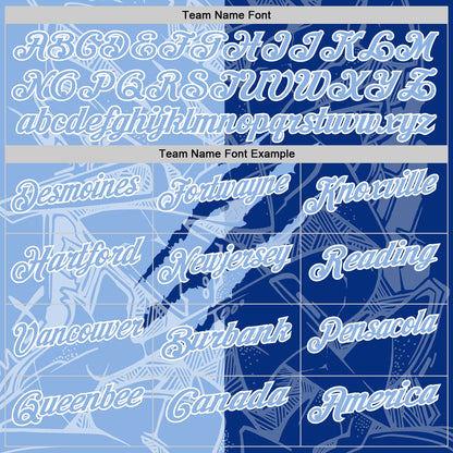 Custom Graffiti Pattern Light Blue Royal-White 3D Scratch Performance Polo Shirt