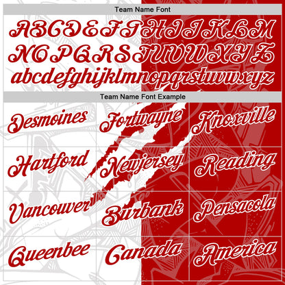 Custom Graffiti Pattern Red-White 3D Scratch Performance Polo Shirt
