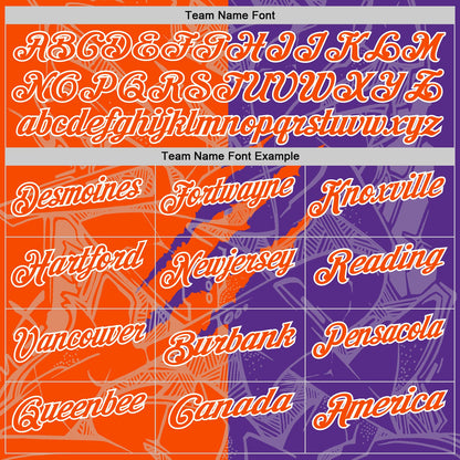 Custom Graffiti Pattern Orange Purple-White 3D Scratch Performance Polo Shirt