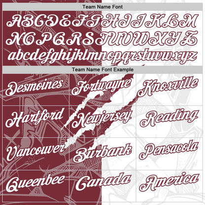 Custom Graffiti Pattern White-Burgundy 3D Scratch Performance Polo Shirt