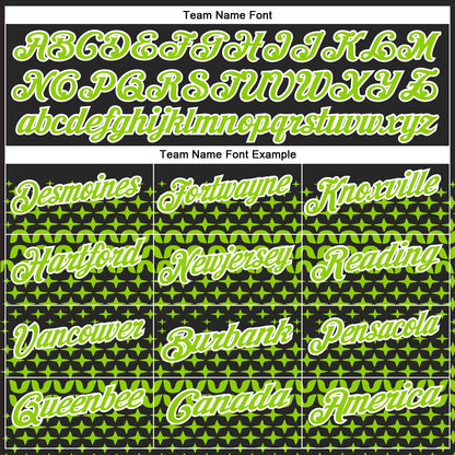 Custom Black Neon Green-White 3D Pattern Design Star Performance Polo Shirt