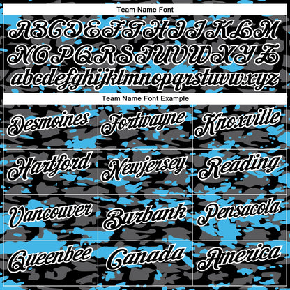 Custom Black Steel Gray Sky Blue-White 3D Pattern Design Splash Performance Polo Shirt