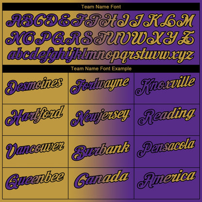 Custom Purple Old Gold-Black 3D Gradient Fashion Performance Polo Shirt