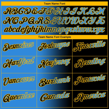 Custom Black Powder Blue-Gold 3D Gradient Fashion Performance Polo Shirt