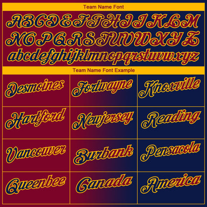 Custom Navy Maroon-Gold 3D Gradient Fashion Performance Polo Shirt