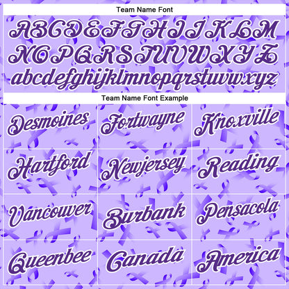 Custom Purple White 3D Pattern Design Purple Ribbon Gynecological Cancer Awareness Performance Polo Shirt