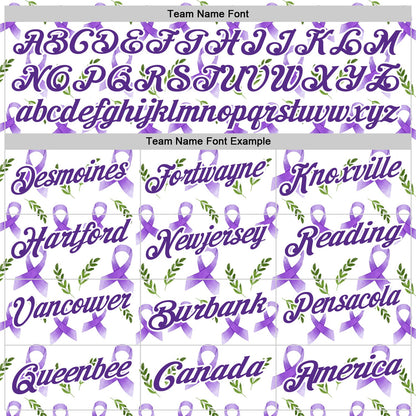Custom White Purple 3D Pattern Design Purple Ribbon Pancreatic Cancer Awareness Performance Polo Shirt