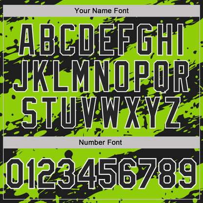 Custom Black Neon Green-White Paint Splash Stripe Performance Polo Shirt