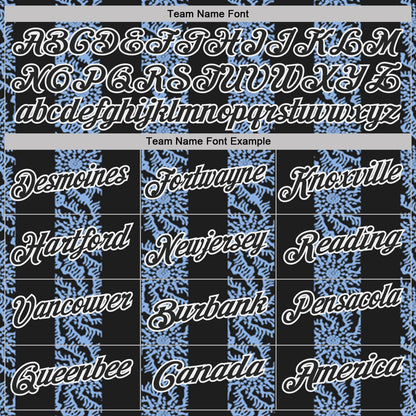 Custom Black Light Blue-White Abstract Floral Stripe Tribal Performance Polo Shirt