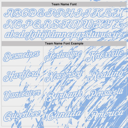 Custom White-Light Blue Paint Stroke Grunge Streak Performance Polo Shirt