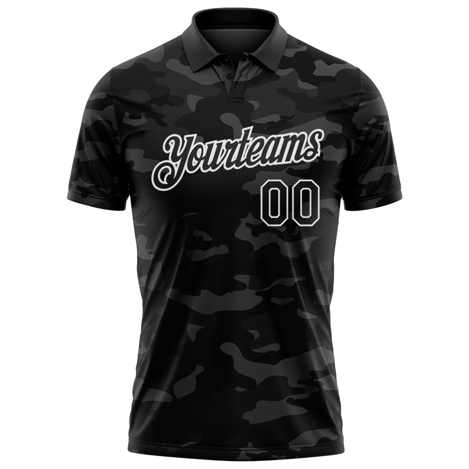 Custom Camo Black-White Camo Salute To Service Performance Polo Shirt