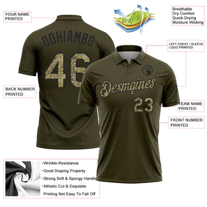 Custom Olive Camo-Black Salute To Service Performance Polo Shirt