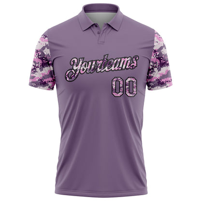 Custom Purple Camo-Black Camo Two Tone Performance Polo Shirt