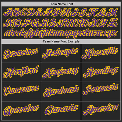 Custom Black Yellow Pinstripe-Purple Performance Polo Shirt