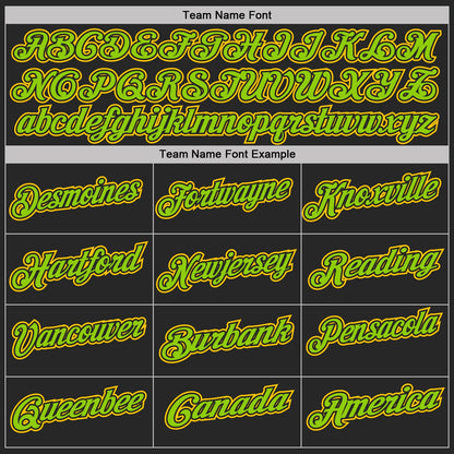 Custom Black Yellow Pinstripe-Neon Green Performance Polo Shirt