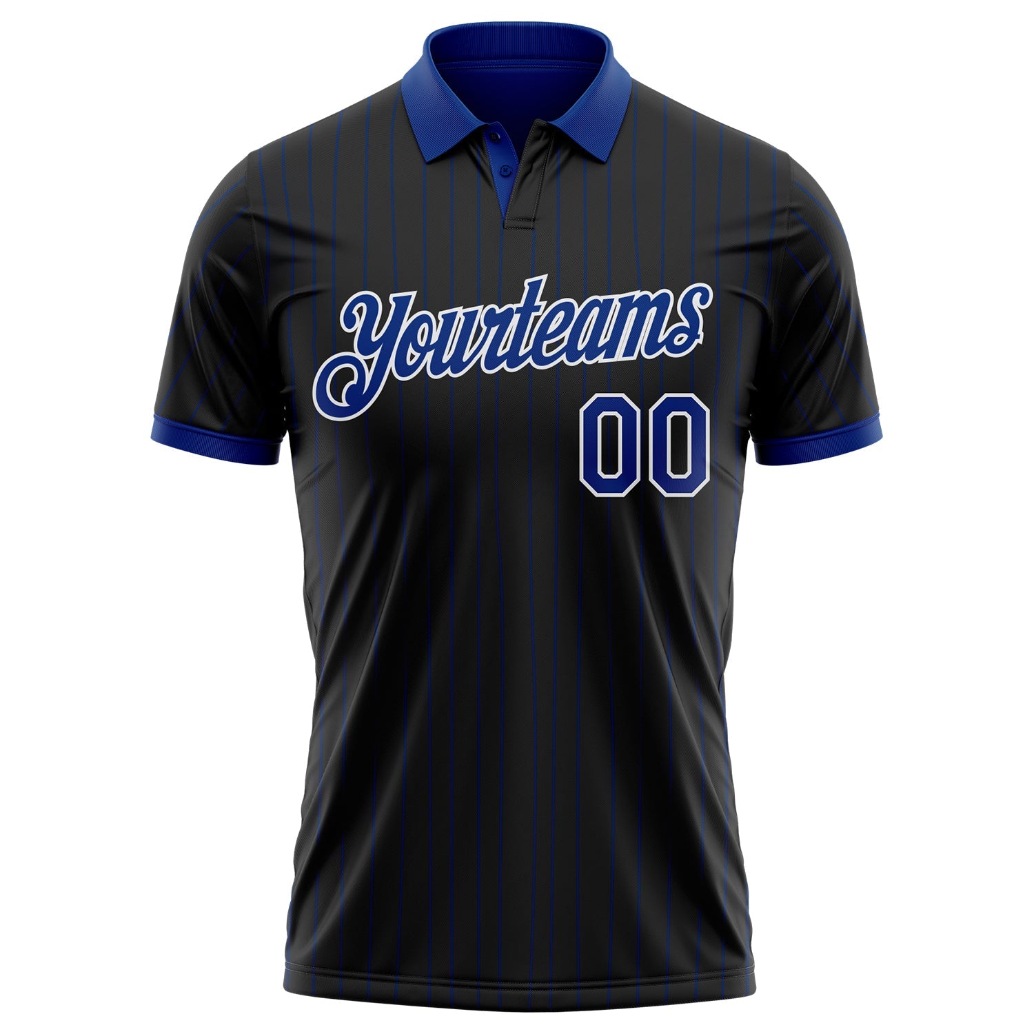 Custom Black Royal Pinstripe-White Performance Polo Shirt