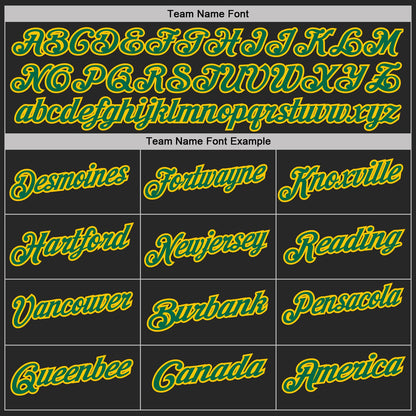 Custom Black Kelly Green Pinstripe-Yellow Performance Polo Shirt