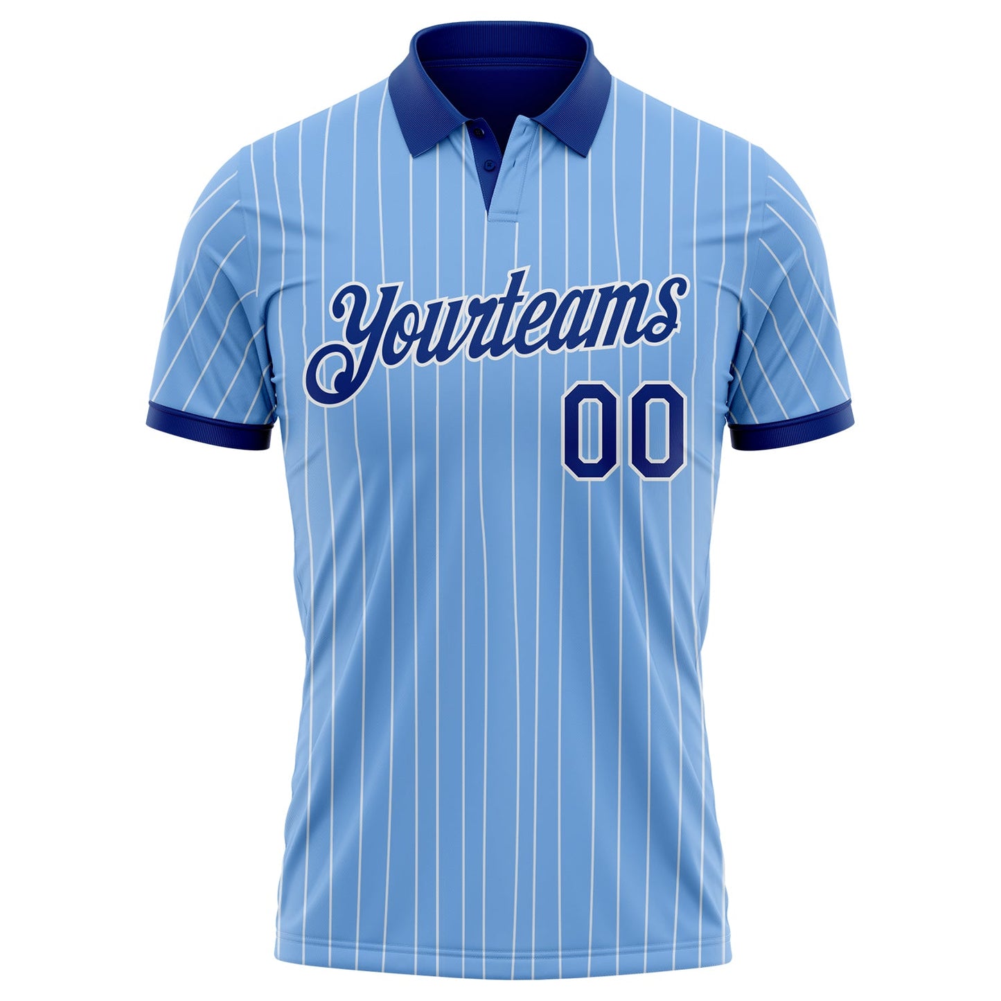 Custom Light Blue White Pinstripe-Royal Performance Polo Shirt