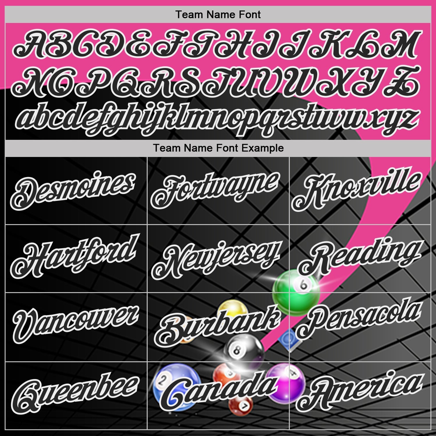 Custom Black Pink-White Billiard Balls Performance Polo Shirt