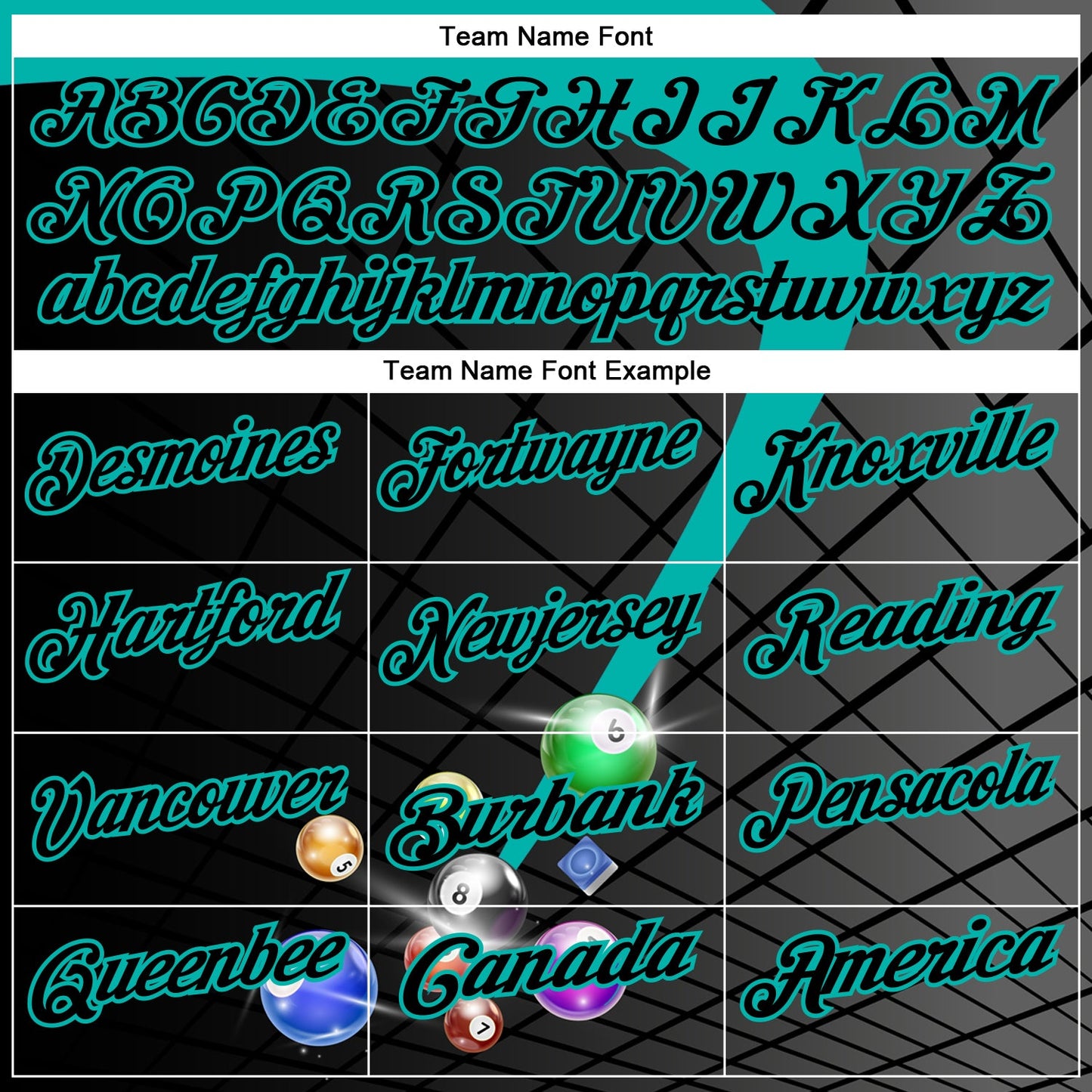 Custom Black-Aqua Billiard Balls Performance Polo Shirt