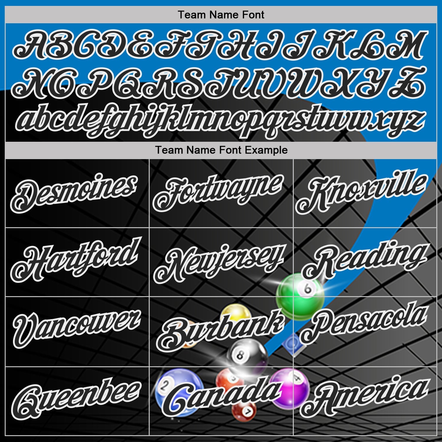 Custom Black Thunder Blue-White Billiard Balls Performance Polo Shirt
