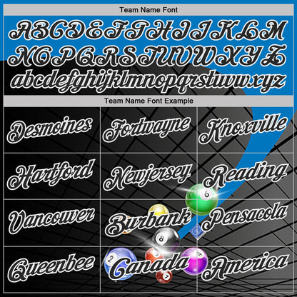 Custom Black Thunder Blue-White Billiard Balls Performance Polo Shirt