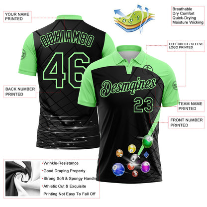 Custom Black-Pea Green Billiard Balls Performance Polo Shirt