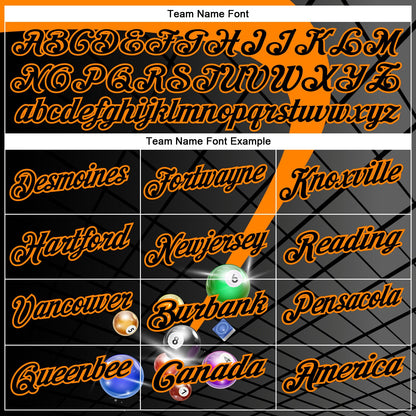 Custom Black-Bay Orange Billiard Balls Geometric Grid Performance Polo Shirt