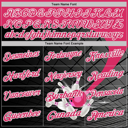 Custom Black Pink-White Bowling Geometric Grid Performance Polo Shirt