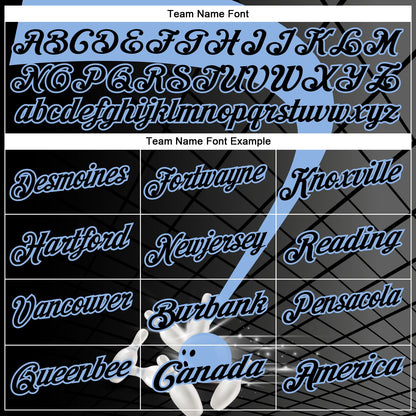 Custom Black-Light Blue Bowling Geometric Grid Performance Polo Shirt