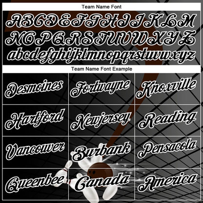 Custom Black Brown-White Bowling Geometric Grid Performance Polo Shirt