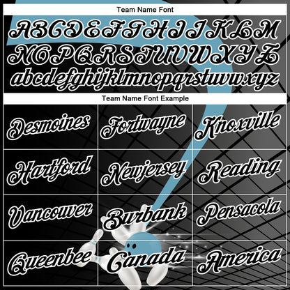 Custom Black Shadow Blue-White Bowling Geometric Grid Performance Polo Shirt