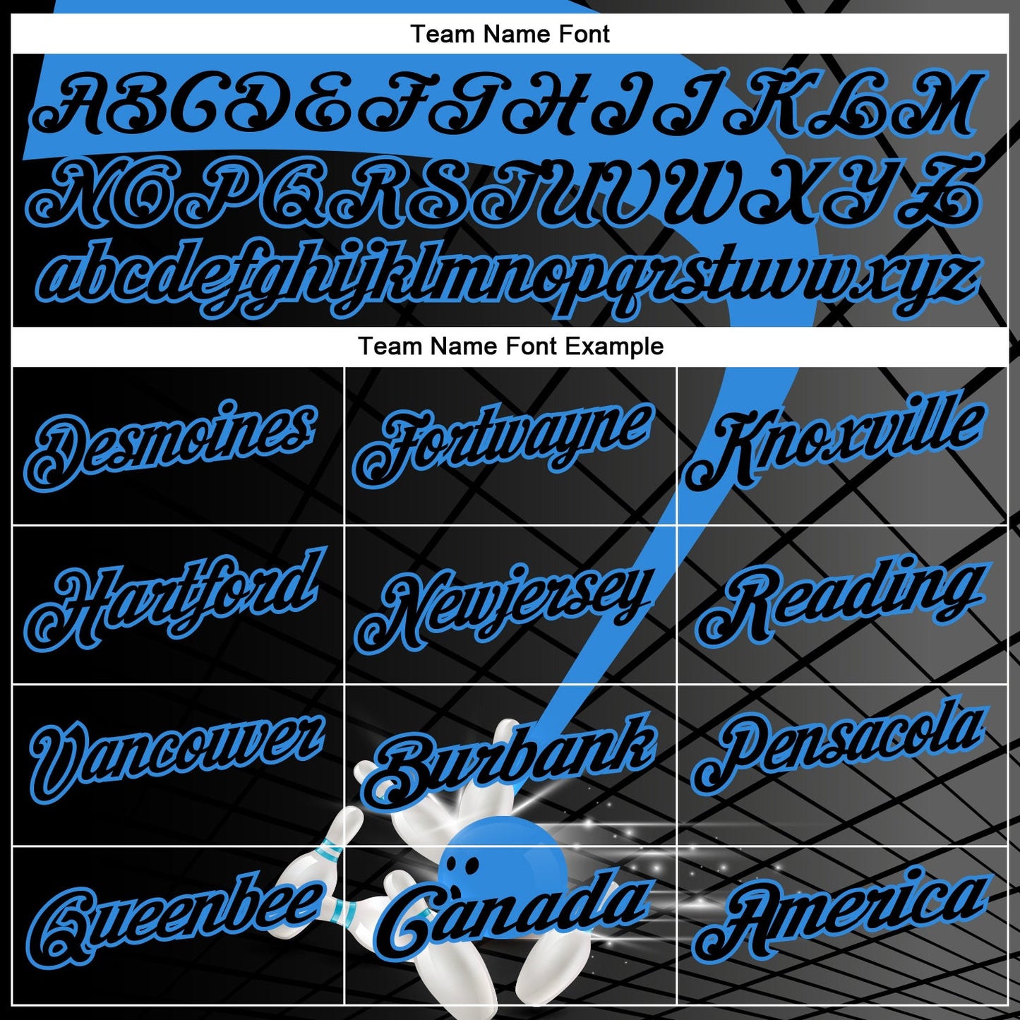 Custom Black-Powder Blue Bowling Geometric Grid Performance Polo Shirt