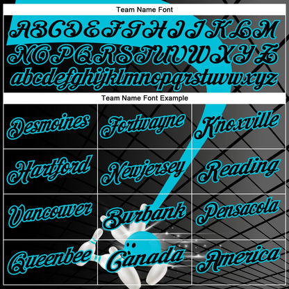 Custom Black-Lakes Blue Bowling Geometric Grid Performance Polo Shirt