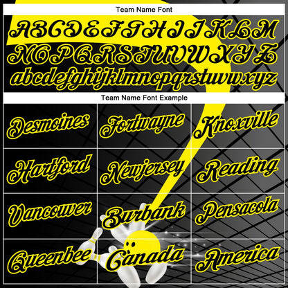Custom Black-Light Yellow Bowling Geometric Grid Performance Polo Shirt