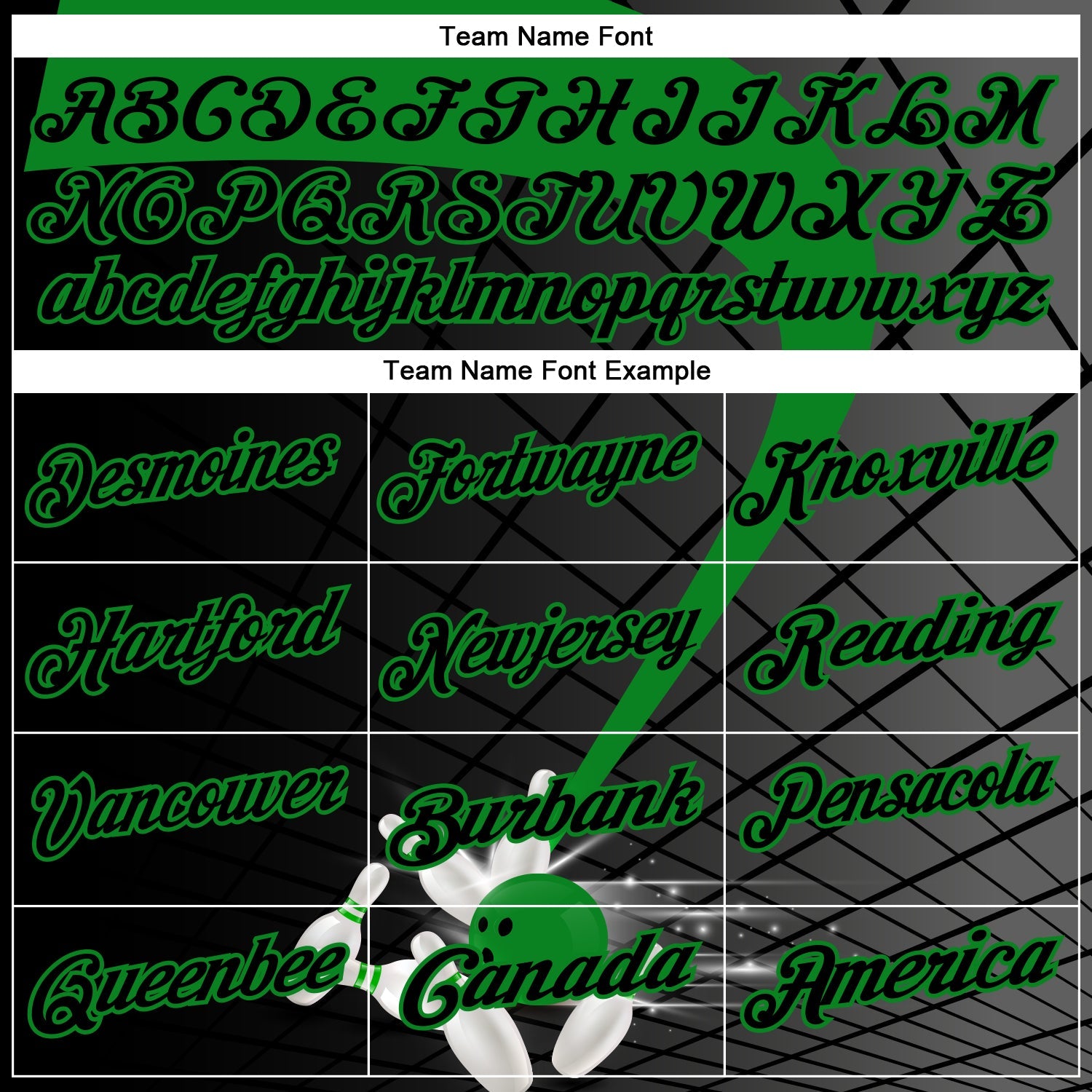 Custom Black-Grass Green Bowling Geometric Grid Performance Polo Shirt
