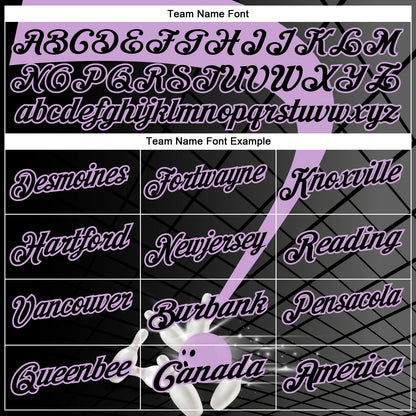 Custom Black-Light Purple Bowling Geometric Grid Performance Polo Shirt
