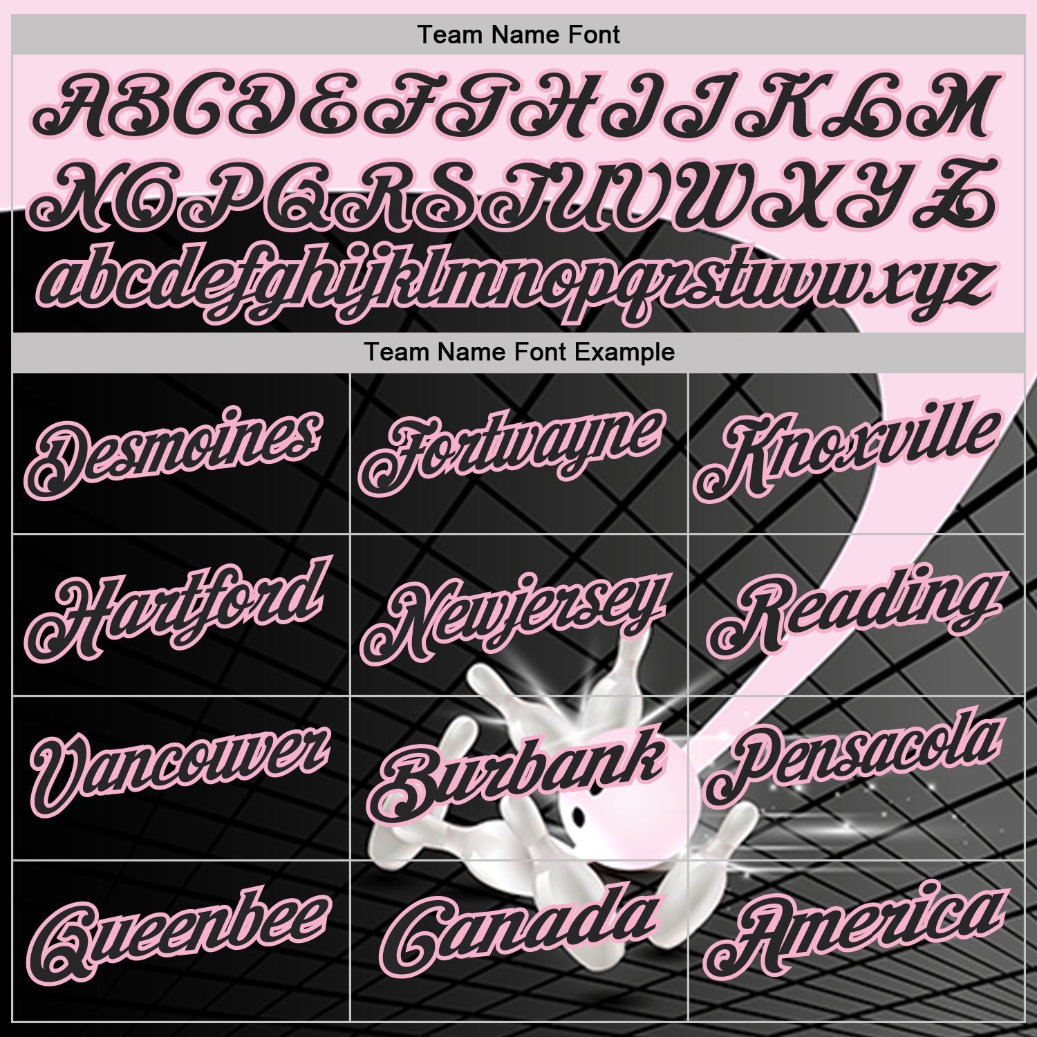 Custom Black-Light Pink Bowling Geometric Grid Performance Polo Shirt