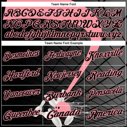 Custom Black-Medium Pink Bowling Geometric Grid Performance Polo Shirt